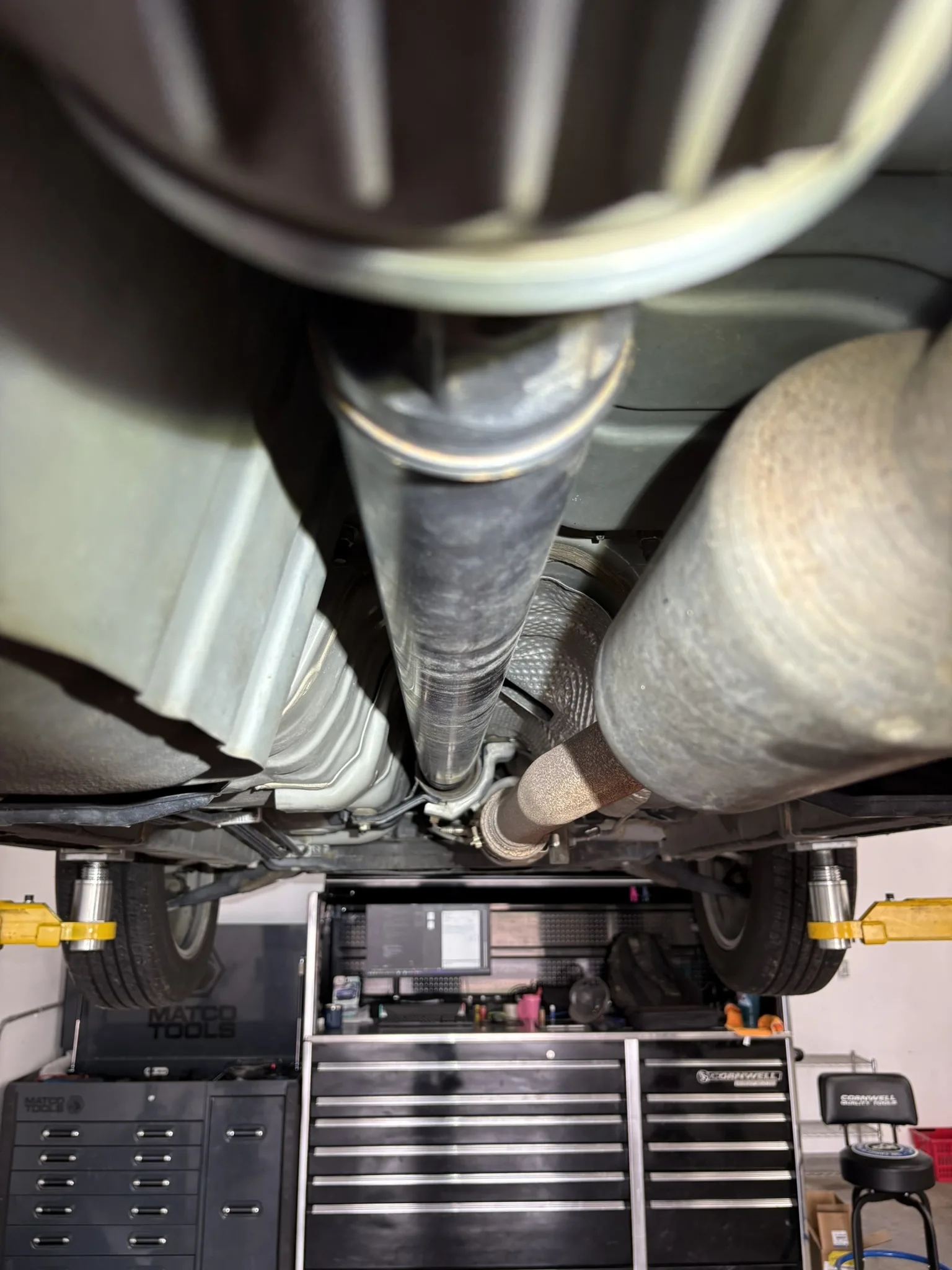 Vehicle on a lift